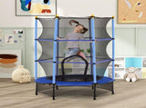 4.6FT/55" Kids Trampoline with Safety Enclosure, Outdoor Indoor Use, for Ages 3-10 Years, Blue T3398P348062
