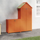 ZNTS 2 Piece Garden Tool Shed Set Brown Solid Wood Pine 172249