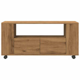 TV Cabinet with Wheels Artisan Oak 102x34.5x43 cm Engineered Wood 855991