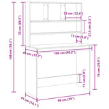 Desk with Shelves Old Wood 102x45x148 cm Engineered Wood 855834
