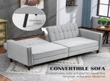 Modern Convertible Sofa Futon Velvet-Touch Tufted Couch Compact Loveseat with Adjustable Split Back, T3398P377957