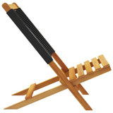 Folding Garden Chairs 4 pcs Black Solid Wood Acacia 3214628