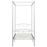 Canopy Bed Frame without Mattress White Metal 90x200 cm 284426