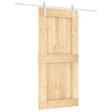 Sliding Door Natural and White 95 x 210 cm Solid Pine Wood 3444961