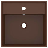 146951 Luxury Basin Overflow Square Matt Dark Brown 41x41 cm Ceramic