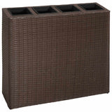 Garden Raised Bed with 4 Pots 2 pcs Poly Rattan Brown 279083