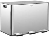 3 x 15L Pedal Bin, Steel Triple Kitchen Bin with Soft Close Lid, Removable Inner Buckets, T3398P344138