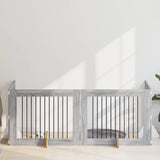 Dog Gate with Stands 4 pcs Grey Sonoma 100 x 80 cm 892064