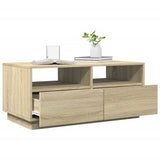 ZNTS Coffee Table with LED Lights Sonoma Oak 90x49x40 cm 839835