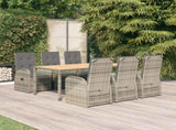 7 Piece Garden Dining Set Grey Poly Rattan&Solid Wood Acacia 3157624