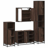 4 Piece Bathroom Furniture Set Brown Oak Engineered Wood 3301214