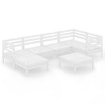 7 Piece Garden Lounge Set Solid Wood Pine White 3082960