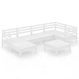 7 Piece Garden Lounge Set Solid Wood Pine White 3082960