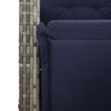 3 Piece Garden Dining Set with Cushions Grey Poly Rattan 3213044