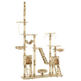 Cat Tree with Sisal Scratching Posts 230-250 cm Paw Prints Beige 170620