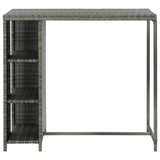 ZNTS Bar Table with Storage Rack Grey 120x60x110 cm Poly Rattan 313477