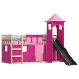 Bunk Bed without Mattress with Slide and Curtains Pink 90x200 cm 3284190