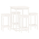 5 Piece Bar Set White Solid Wood Pine 3124738