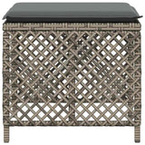Garden Stools with Cushions 4 pcs Grey 41x41x36 cm Poly Rattan 365050