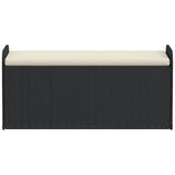 Storage Bench with Cushion Black 115x51x52 cm Poly Rattan 365727