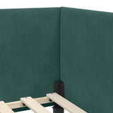 Corner Bed Frame Dark Green 90 cm x 200 cm Velvet 42016228