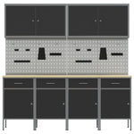 ZNTS 10 Piece Work Cabinet and Pegboard Set - Black MDF and Metal 3321482