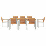 Garden Dining Set 9 pcs Solid Teak Wood and Stainless Steel 3334828
