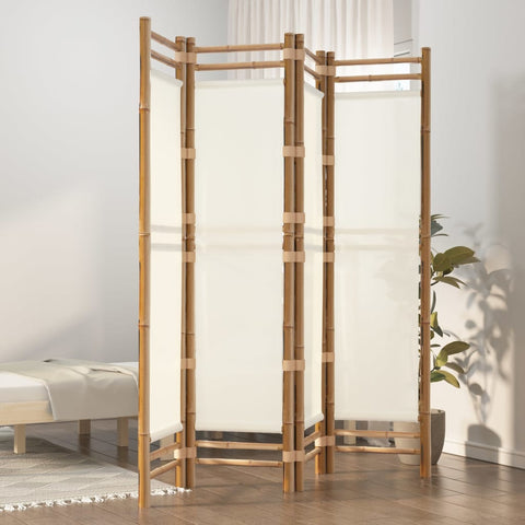 Folding 4-Panel Room Divider 160 cm Bamboo and Canvas 350624