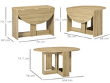 2 Drop Leaf Dining Table, Folding Dining Table for Small Space, Kitchen, Dining Room, Oak UK T3398P344454