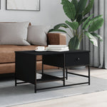 ZNTS Coffee Table Black 85.5x51x45 cm Engineered Wood 835339