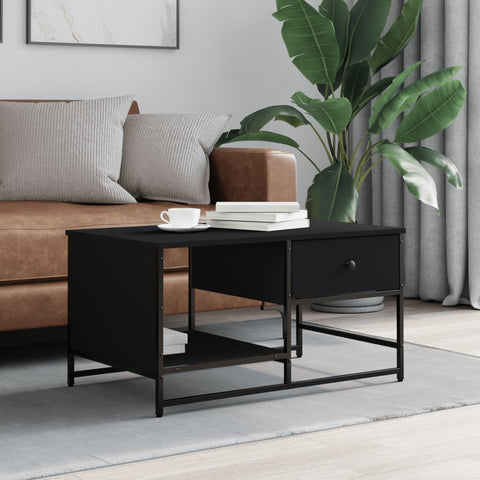 ZNTS Coffee Table Black 85.5x51x45 cm Engineered Wood 835339