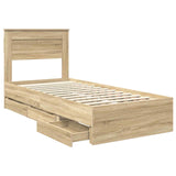 Bed Frame with Drawer Sonoma Oak 100 x 200 cm Engineer Wood 3409869