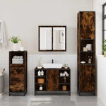 ZNTS 3 Piece Bathroom Furniture Set Smoked Oak Engineered Wood 3301092