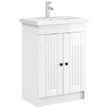 Bathroom under Sink Cabinet High Gloss White 56 x 37.5 x 81 cm 890038