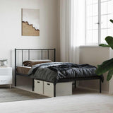 Metal Bed Frame without Mattress with Headboard Black 80x200cm 352471