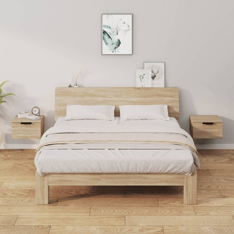 ZNTS Wall-mounted Bedside Cabinets 2 pcs Sonoma Oak 34x30x20 cm 811383