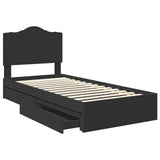 Storage Bed with Drawer Black 70 x 190 cm Engineered Wood 3413556