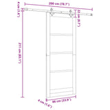 Sliding Door Natural and White 86 x 211 cm Solid Pine Wood 3445538
