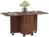 Multi-Storage Six-Person Drop Leaf Dining Table - Distressed Brown T3398P344156