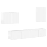 TV Wall Cabinet Set 4 pcs High Gloss White Engineered Wood 3408938