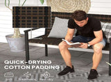 2 Seater Rattan Garden Bench, Outdoor Bench Quick-Drying Cotton Padding, Wicker Garden Loveseat T3398P317663