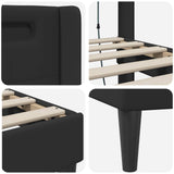 Bed Frame with LED Strip Lights Black 90 x 190 cm Faux Leather 42027993