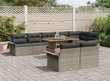 Garden Sofa Set with Cushion 9 pcs Grey Poly Rattan 3349348