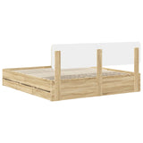 Bed Frame with Drawer Sonoma Oak 200 x 200 cm Engineered Wood 3412152