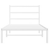 Metal Bed Frame without Mattress with Headboard White 100x200cm 355409