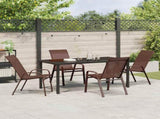 Garden Dining Set 5 pcs Brown and Black Powder-coated Steel 3379131