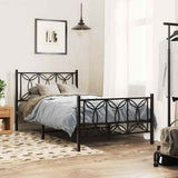 Metal Bed Frame without Mattress with Footboard Black 100x200cm 376141