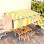 ZNTS Manual Retractable Awning with Blind 5x3m Yellow&White 3069458