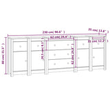 ZNTS Sideboard White 230x35x80 cm Solid Wood Pine 3114095