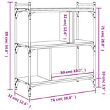Bookcase 3-Tier Grey Sonoma 76x32x88 cm Engineered Wood 833933